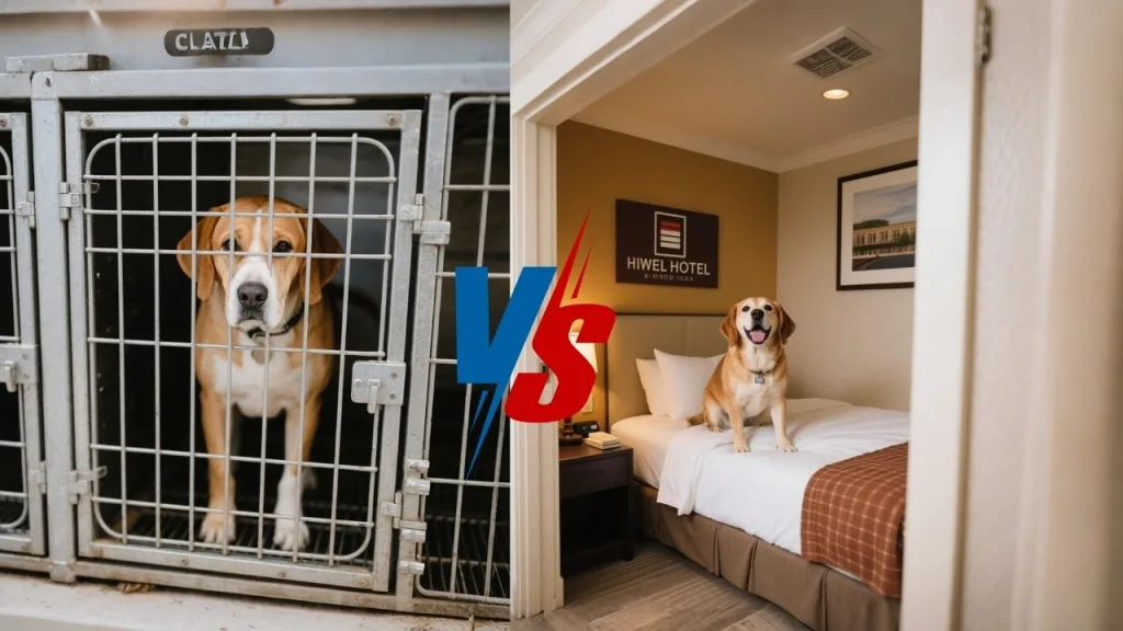 While both dog hotels and traditional boarding seem like solutions, the differences are significant.